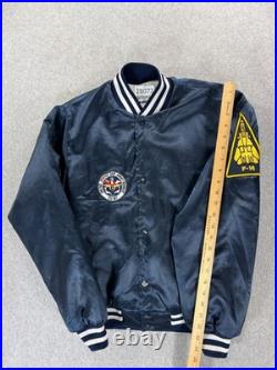 Uss John F. Kennedy Cv-67 Carrier Navy Blue Satin Bomber Jacket Swingster XL
