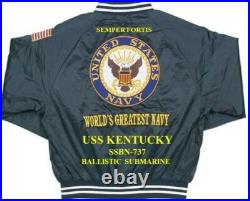 Uss Kentucky Ssbn-737 Submarine Navy Embroidered Satin Jacket(back Only)