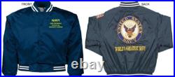 Uss Leyte Cv-32 Carrierembroidered Satin Jacket Officially Licensed