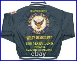 Uss Maryland Ssbn-738 Submarine Navy Embroidered Satin Jacket(back Only)