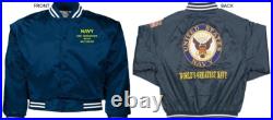 Uss Massachusetts Bb-59 Battleshipembroidered Satin Jacket Officially Licensed
