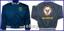 Uss Nassau Lha-4 Amphibiousembroidered Satin Jacket Officially Licensed