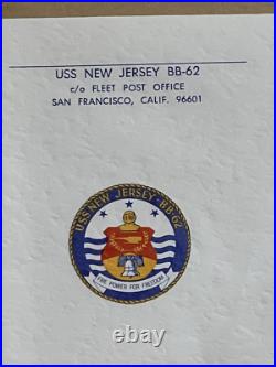 Uss New Jersey Bb-62 Navy Battleship Stationery Letterhead / Envelopes Ww II