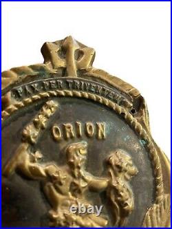 Uss Orion Navy Submarine Tender Brass Placard Vintage Rare Us Atlantic Sub Fleet