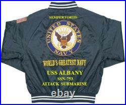 Uss Pasadena Ssn-752 Submarine Navy Embroidered Satin Jacket(back Only)