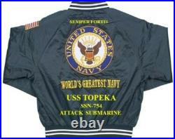 Uss Pasadena Ssn-752 Submarine Navy Embroidered Satin Jacket(back Only)