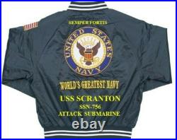 Uss Pasadena Ssn-752 Submarine Navy Embroidered Satin Jacket(back Only)