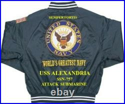 Uss Pasadena Ssn-752 Submarine Navy Embroidered Satin Jacket(back Only)