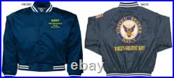 Uss Pennsylvania Bb-38battleshipembroidered Satin Jacket Officially Licensed