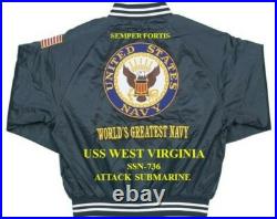 Uss Pennsylvania Ssbn-735 Submarine Navy Embroidered Satin Jacket(back Only)