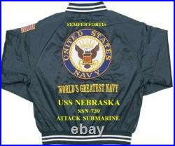 Uss Pennsylvania Ssbn-735 Submarine Navy Embroidered Satin Jacket(back Only)