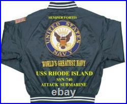 Uss Pennsylvania Ssbn-735 Submarine Navy Embroidered Satin Jacket(back Only)