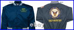 Uss Saratoga Cv-60carrierembroidered Satin Jacket Officially Licensed