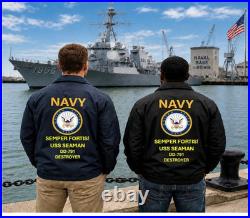 Uss Seaman Dd-791 Destroyer Coaches Jacket. Navy Official License