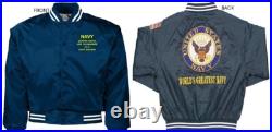 Uss Tarawa Lha-1 Amphibiousembroidered Satin Jacket Officially Licensed