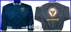 Uss Tennessee Bb-43battleshipembroidered Satin Jacket Officially Licensed
