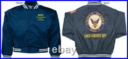 Uss Tennessee Bb-43battleshipembroidered Satin Jacket Officially Licensed