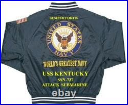 Uss Tennessee Ssbn-734 Submarine Navy Embroidered Satin Jacket(back Only)