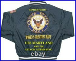 Uss Tennessee Ssbn-734 Submarine Navy Embroidered Satin Jacket(back Only)