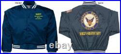 Uss Texas Cgn-39 Cruiserembroidered Satin Jacket Officially Licensed