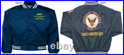 Uss Ticonderoga Cv/cva-14carrierembroidered Satin Jacket Officially Licensed