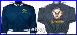 Uss Ticonderoga Cv/cva-14carrierembroidered Satin Jacket Officially Licensed
