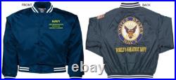 Uss Ticonderoga Cv/cva-14carrierembroidered Satin Jacket Officially Licensed