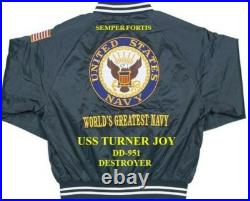 Uss Turner Joy Dd-951 Destroyer Navy Embroidered Satin Jacket(back Only)