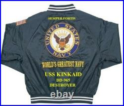 Uss Turner Joy Dd-951 Destroyer Navy Embroidered Satin Jacket(back Only)