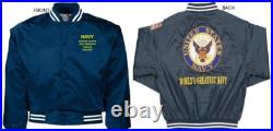 Uss Virginia Cgn-38 Cruiserembroidered Satin Jacket Officially Licensed