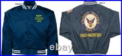 Uss Virginia Cgn-38 Cruiserembroidered Satin Jacket Officially Licensed