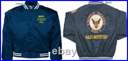 Uss Virginia Cgn-38 Cruiserembroidered Satin Jacket Officially Licensed