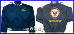 Uss Virginia Cgn-38 Cruiserembroidered Satin Jacket Officially Licensed