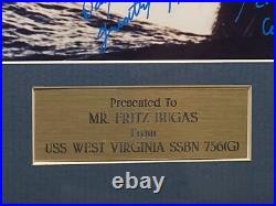 Uss West Virginia Ssbn 736 (g) Submarine Autograph Framed Picture Award Us Navy