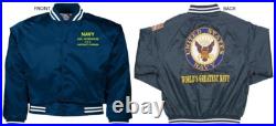 Uss Yorktown Cv-5carrierembroidered Satin Jacket Officially Licensed