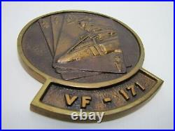 VF-171 UNITED STATES NAVY Old Brass Plaque Sign Fighter Squadron Cards Missile