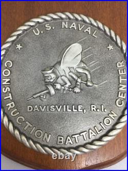 VHTF c1970 US Navy Construction Battalion Seabees Plaque Davisville RI Military