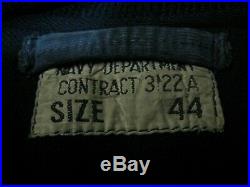 VINTAGE 1940's WW2 USN US NAVY DEPARTMENT DECK JACKET CONTRACT 3122A SIZE 44 XL