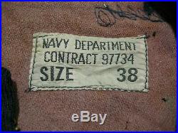 VINTAGE 1940's WW2 USN US NAVY DEPARTMENT DECK JACKET CONTRACT 97734 MEDIUM 38