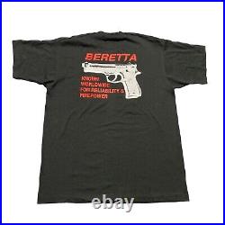 VINTAGE Beretta Gun Pistol Promo Fruit of the Loom Single Stitch T-Shirt Sz XL