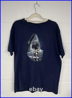 VINTAGE Deep Blue Sea Shirt Mens XL Navy Blue Promo Movie Tee 1999