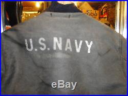 VINTAGE RARE BlUE DECK JACKET US USN NAVY WWII CONTRACT NXss 23615 Sz 46