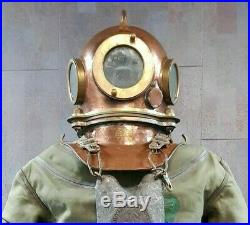 VINTAGE U S NAVY 3-bolt Diving diver's suit Full-size 6 feet complet accessories