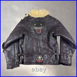 VINTAGE US Navy M445-A Leather Jacket 36 London Biker Patches Ton Up Pirates