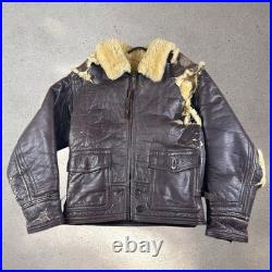 VINTAGE US Navy M445-A Leather Jacket 36 London Biker Patches Ton Up Pirates