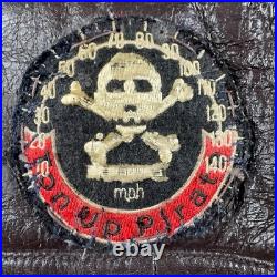 VINTAGE US Navy M445-A Leather Jacket 36 London Biker Patches Ton Up Pirates
