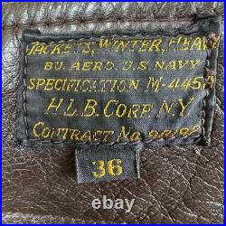 VINTAGE US Navy M445-A Leather Jacket 36 London Biker Patches Ton Up Pirates