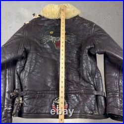 VINTAGE US Navy M445-A Leather Jacket 36 London Biker Patches Ton Up Pirates