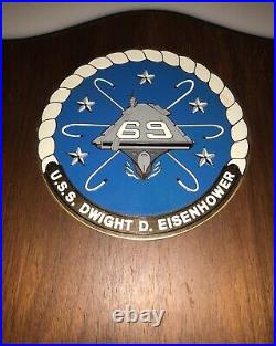 VINTAGE USS EISENHOWER Navy Aircraft Carrier us naval vietnam wood plaque 12x10