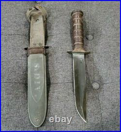 VINTAGE WW2 USN MK2 KABAR FIGHTING KNIFE withorig Scabbard